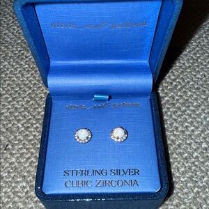 Sterling Silver Opal Stud Earrings